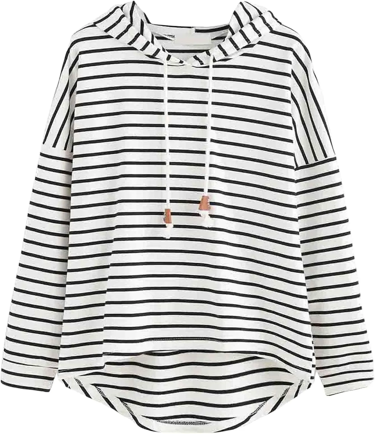 Women's Striped Hoodie Long Sleeve Drawstring Hooded Sweatshirt Casual Lightweight Pullover Tops Trendy Clothes
