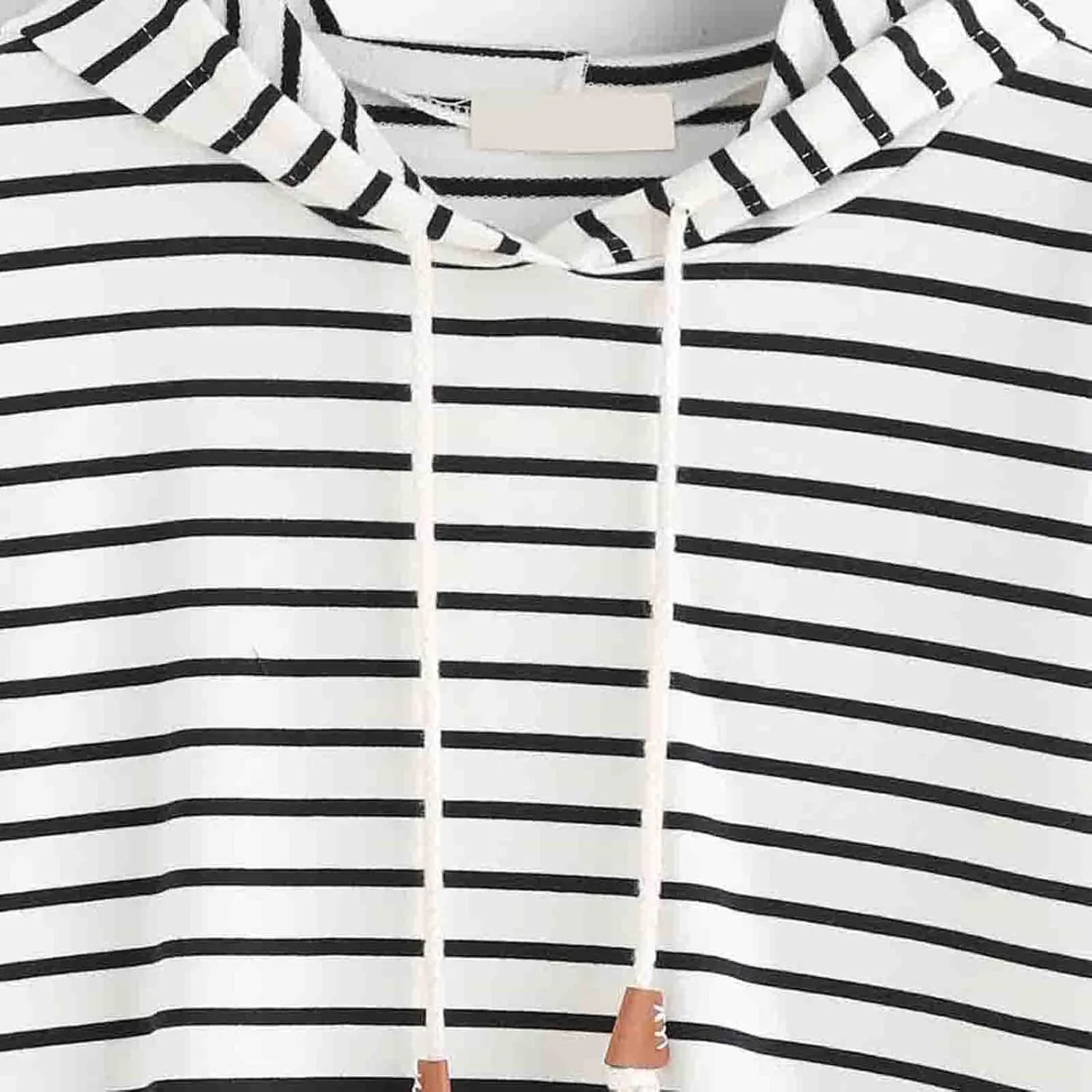 Women's Striped Hoodie Long Sleeve Drawstring Hooded Sweatshirt Casual Lightweight Pullover Tops Trendy Clothes