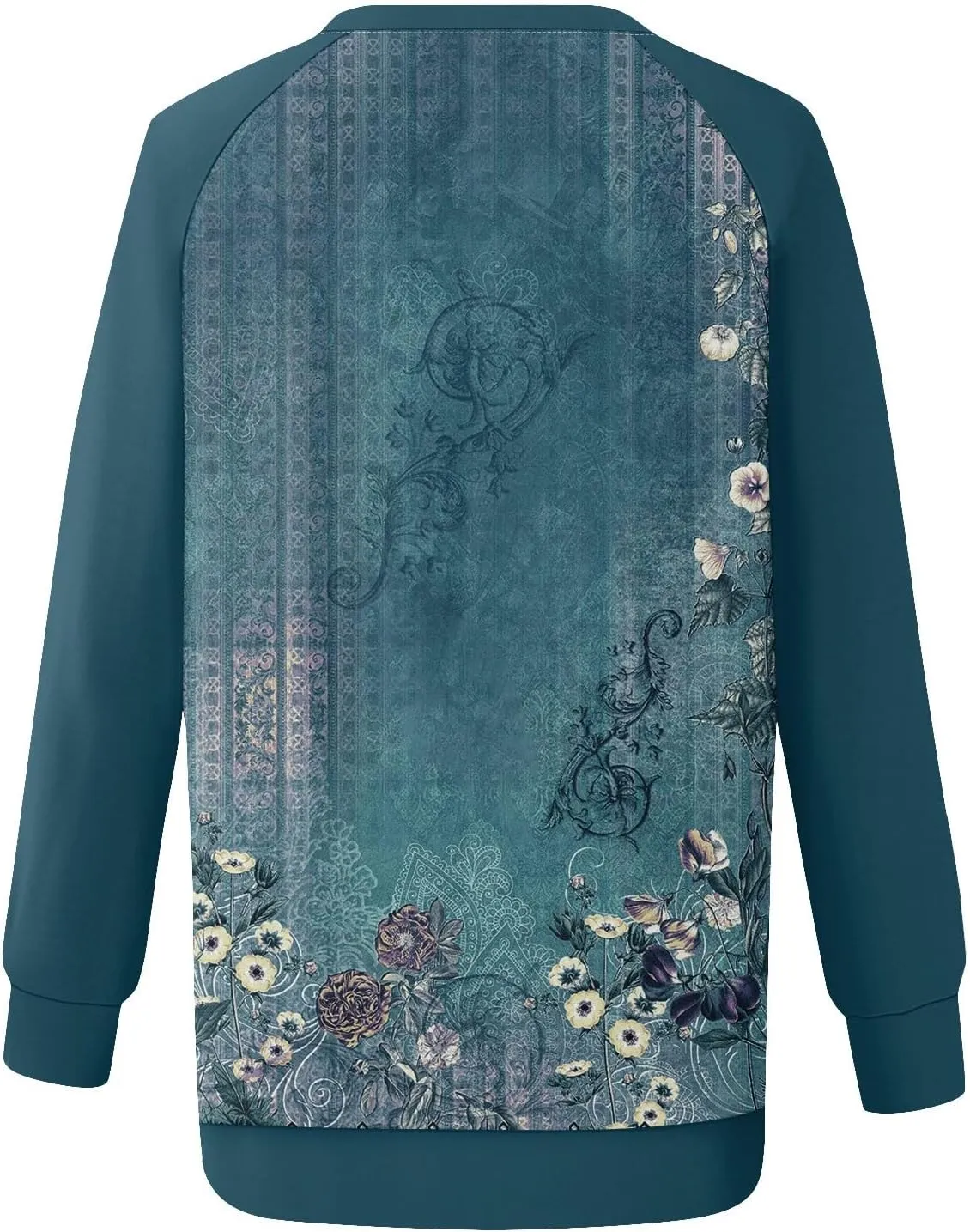 Womens Sweatshirts Floral Print Long Sleeve Loose Fit Shirts Crewneck Cute Trendy Clothing Sweater