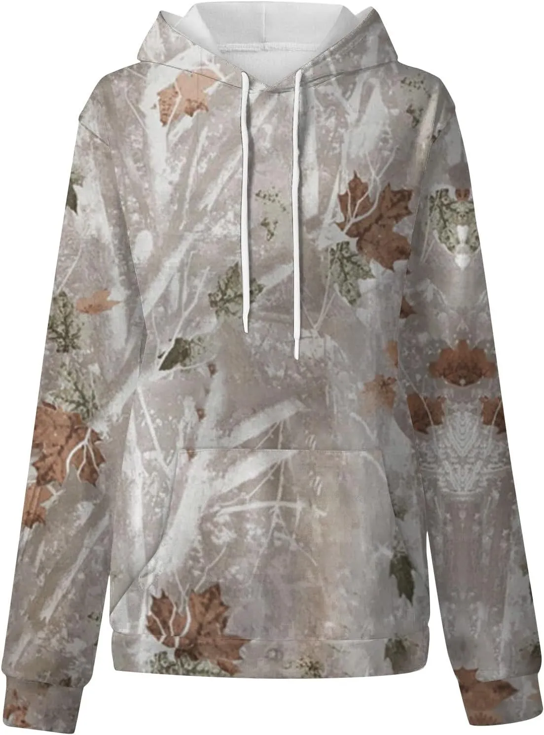 Womens Sweatshirts Trendy Camo Hoodie Maple-Leaf Print Hooded Long Sleeve Tops with Pocket Fall Clothes