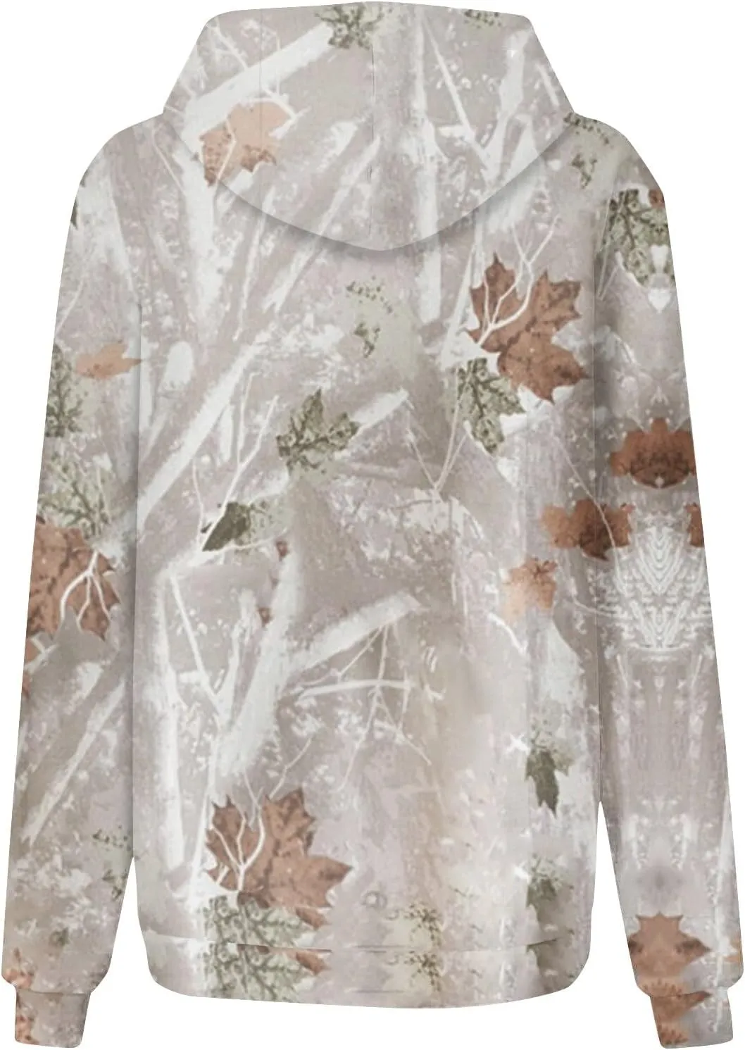 Womens Sweatshirts Trendy Camo Hoodie Maple-Leaf Print Hooded Long Sleeve Tops with Pocket Fall Clothes