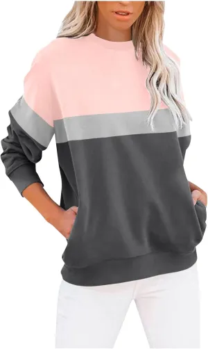 Womens Tops Long Sleeve 2024 Casual Crew Neck Solid Color Pullover Knit Cotton Plus Size Comfy Soft Outfits Teens