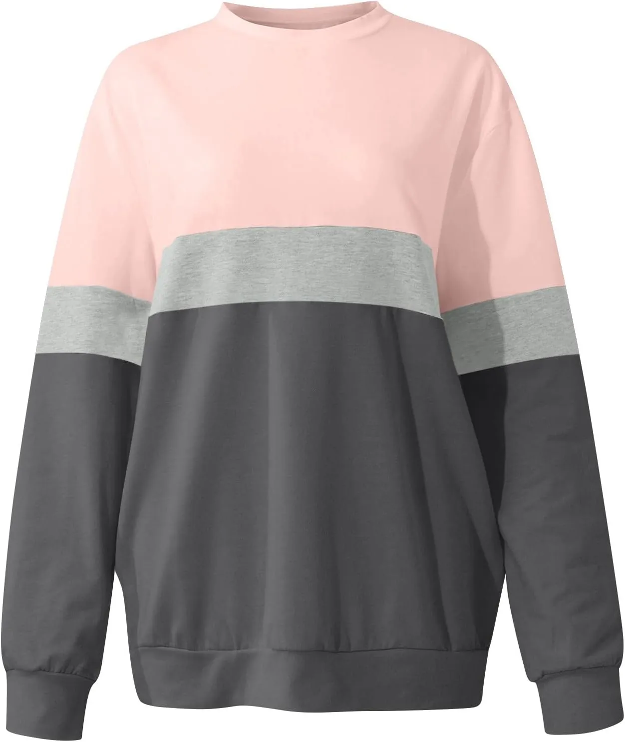 Womens Tops Long Sleeve 2024 Casual Crew Neck Solid Color Pullover Knit Cotton Plus Size Comfy Soft Outfits Teens
