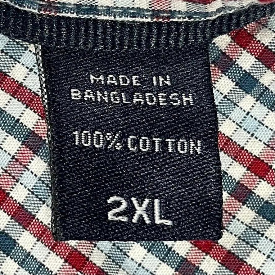 Wrangler Men's Button Up Shirt Lightweight Workwear Plaid Blue Red Size 2XL