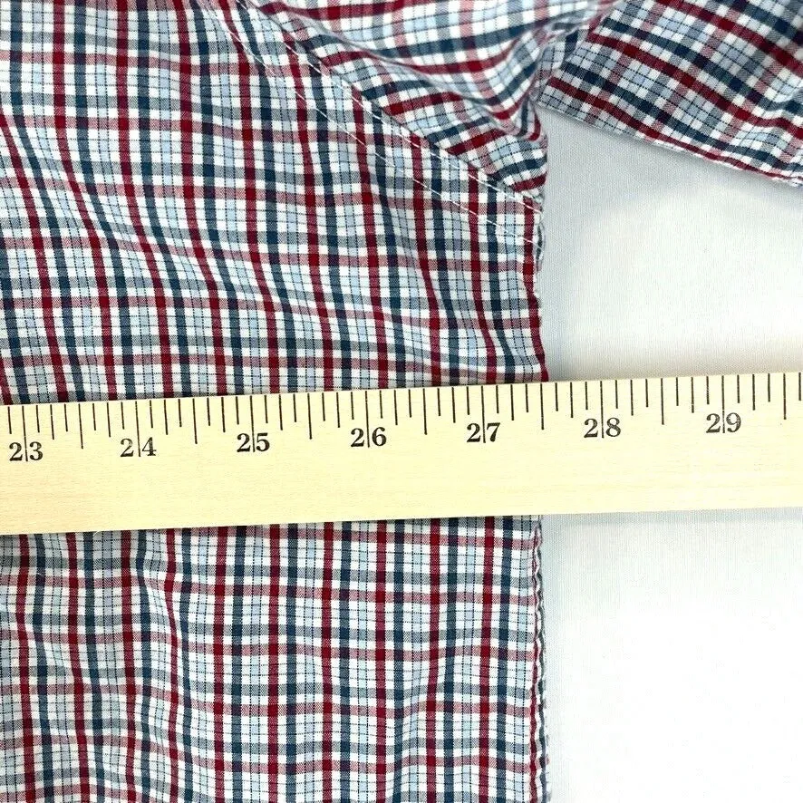 Wrangler Men's Button Up Shirt Lightweight Workwear Plaid Blue Red Size 2XL