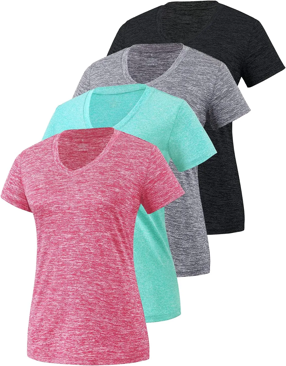 Xelky 3-4 Pack Women's Dry Fit Tshirt Short Sleeve Moisture Wicking Athletic Shirts Sport Activewear Tee V Neck Workout Top