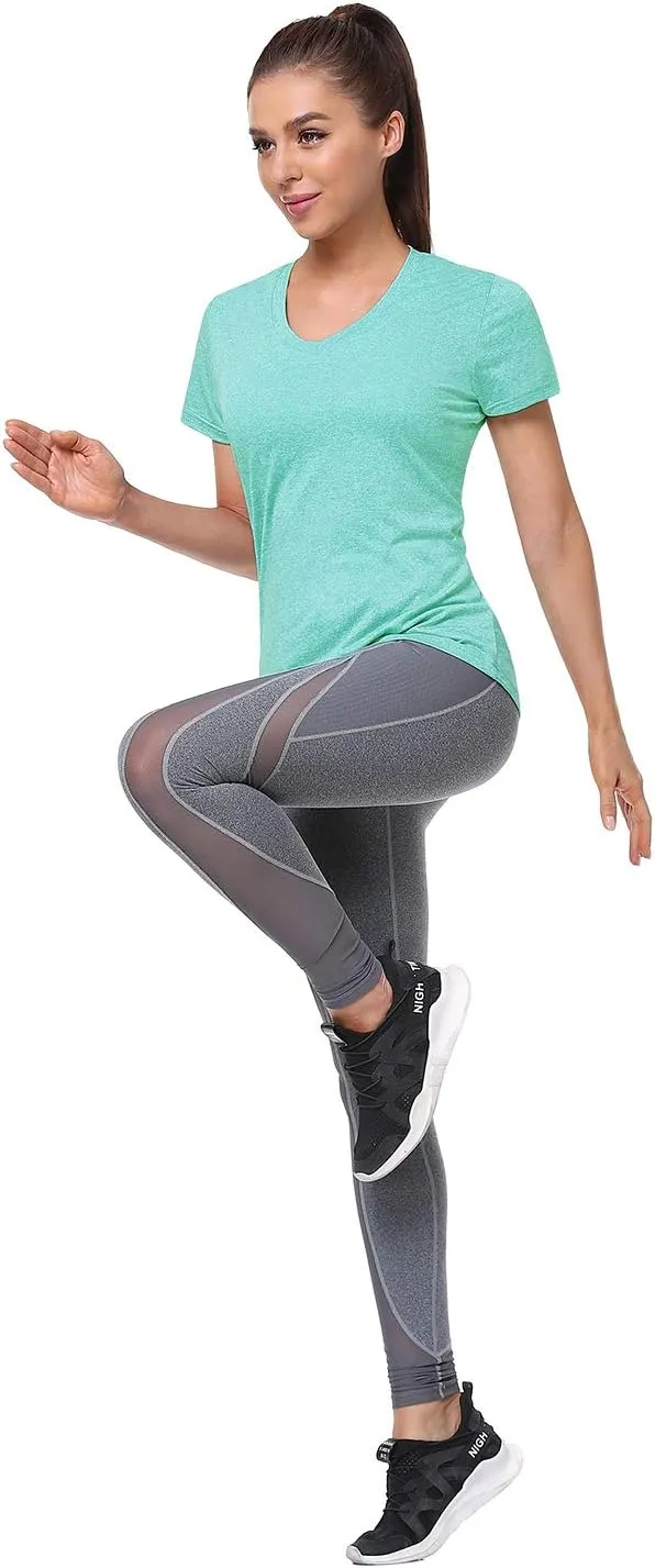 Xelky 3-4 Pack Women's Dry Fit Tshirt Short Sleeve Moisture Wicking Athletic Shirts Sport Activewear Tee V Neck Workout Top