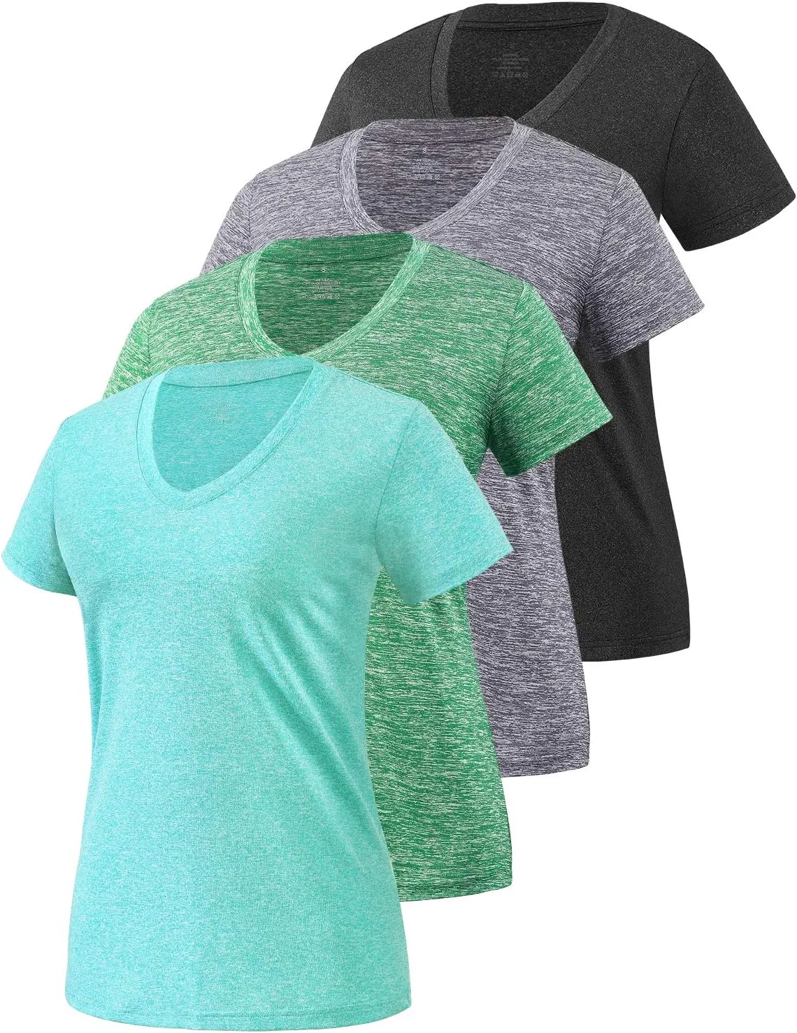Xelky 3-4 Pack Women's Dry Fit Tshirt Short Sleeve Moisture Wicking Athletic Shirts Sport Activewear Tee V Neck Workout Top