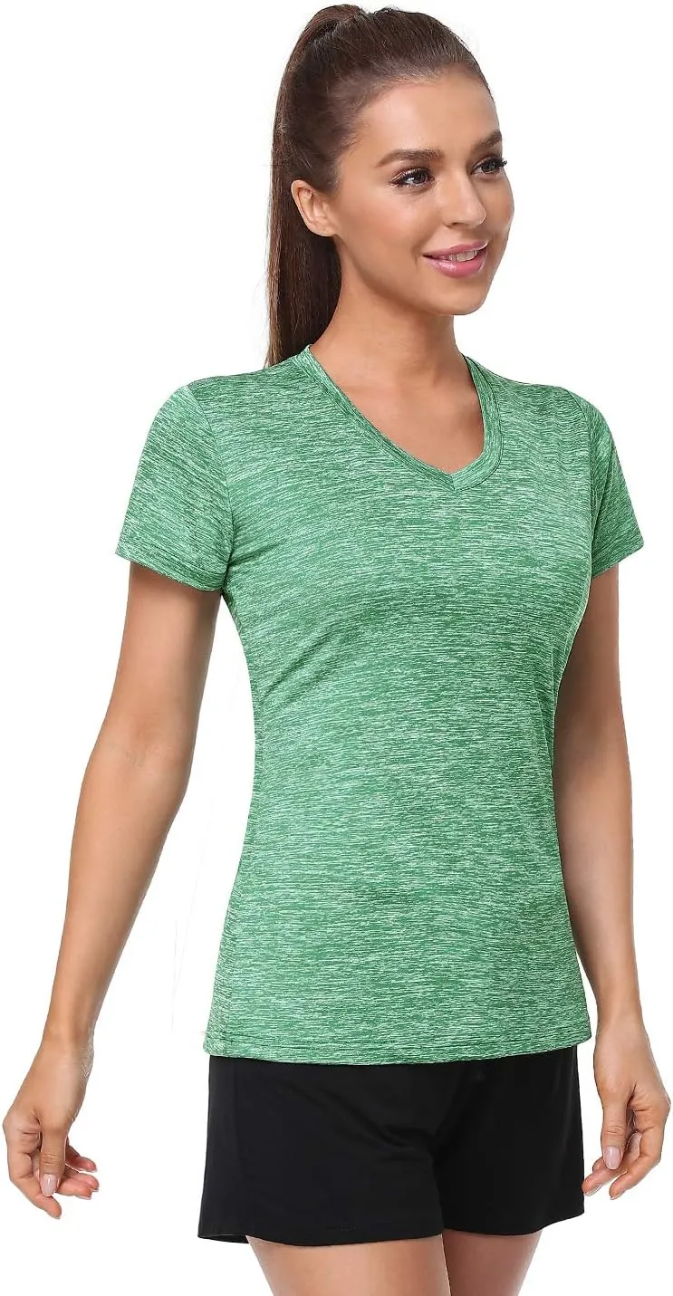 Xelky 3-4 Pack Women's Dry Fit Tshirt Short Sleeve Moisture Wicking Athletic Shirts Sport Activewear Tee V Neck Workout Top