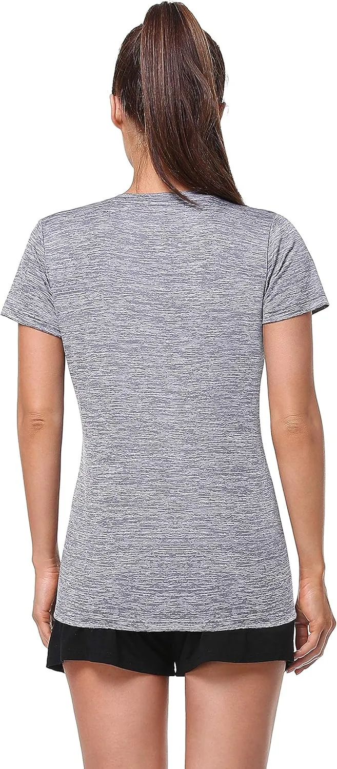 Xelky 3-4 Pack Women's Dry Fit Tshirt Short Sleeve Moisture Wicking Athletic Shirts Sport Activewear Tee V Neck Workout Top