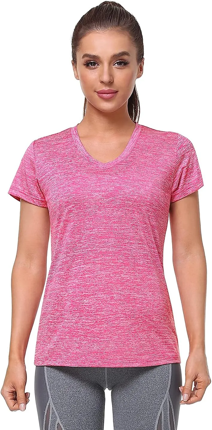 Xelky 3-4 Pack Women's Dry Fit Tshirt Short Sleeve Moisture Wicking Athletic Shirts Sport Activewear Tee V Neck Workout Top