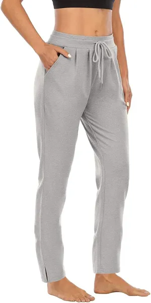 XUNRYAN Yoga Pants Women Pockets Lightweight Hiking Pants Drawstring High Waist Joggers Fitness Athletic Workout Trousers