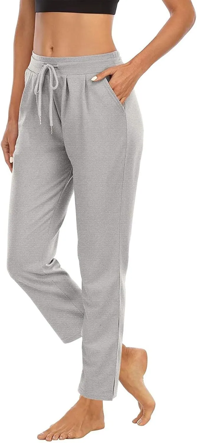 XUNRYAN Yoga Pants Women Pockets Lightweight Hiking Pants Drawstring High Waist Joggers Fitness Athletic Workout Trousers