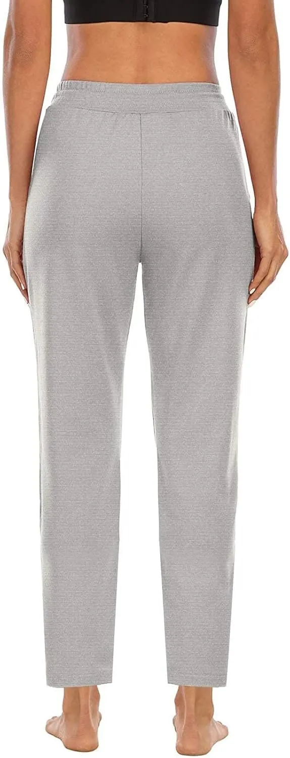 XUNRYAN Yoga Pants Women Pockets Lightweight Hiking Pants Drawstring High Waist Joggers Fitness Athletic Workout Trousers