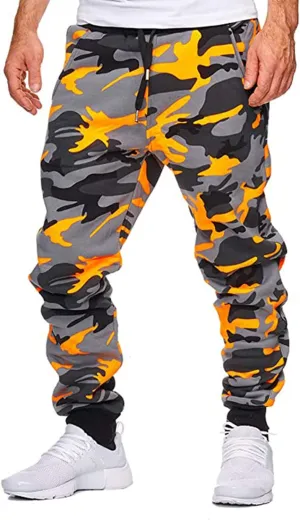 Ymosrh Khaki Pants Mens Relaxed Fit Camouflage Bandage Casual Loose Sweatpants Drawstring Pant Camping Pants Men
