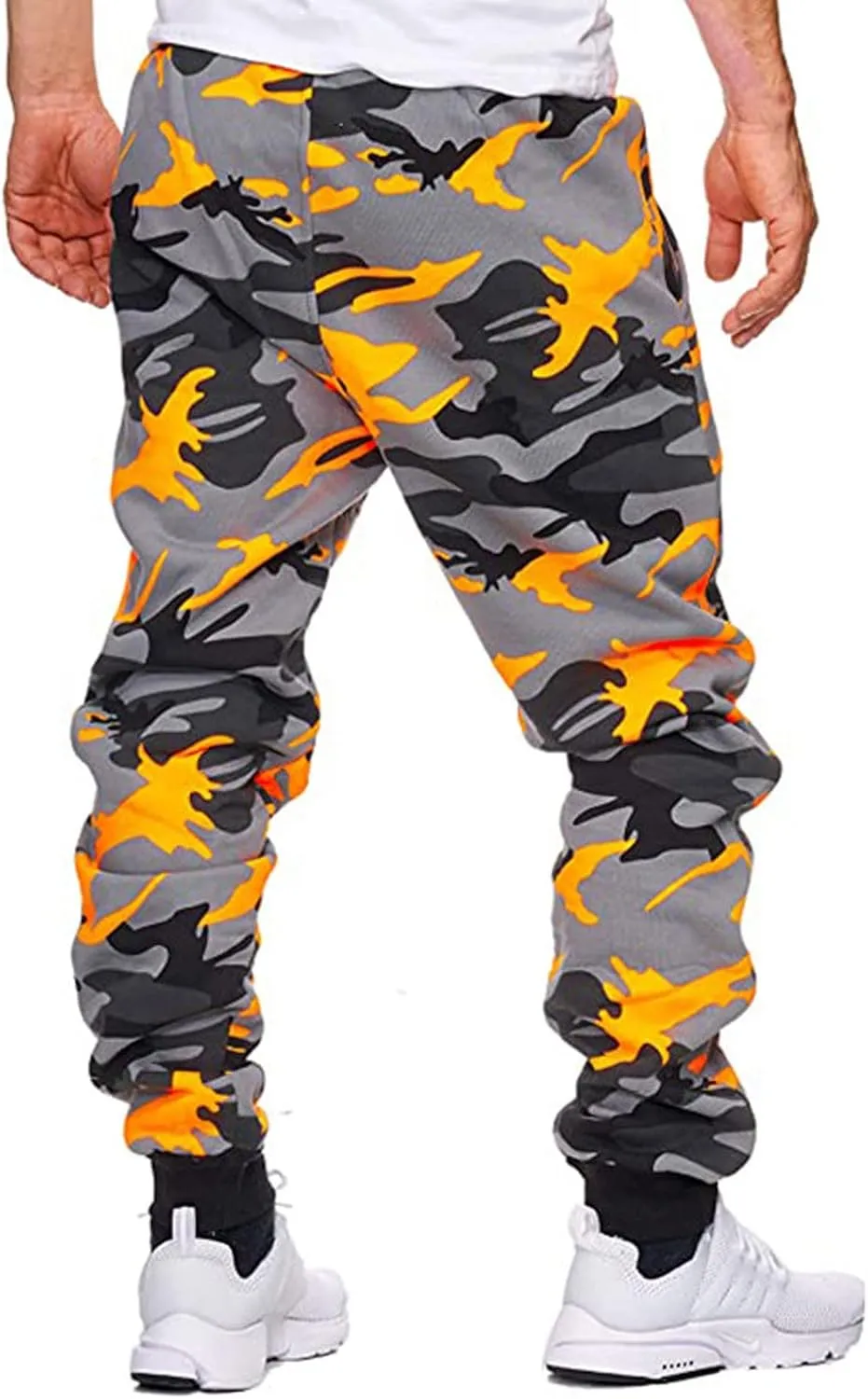 Ymosrh Khaki Pants Mens Relaxed Fit Camouflage Bandage Casual Loose Sweatpants Drawstring Pant Camping Pants Men
