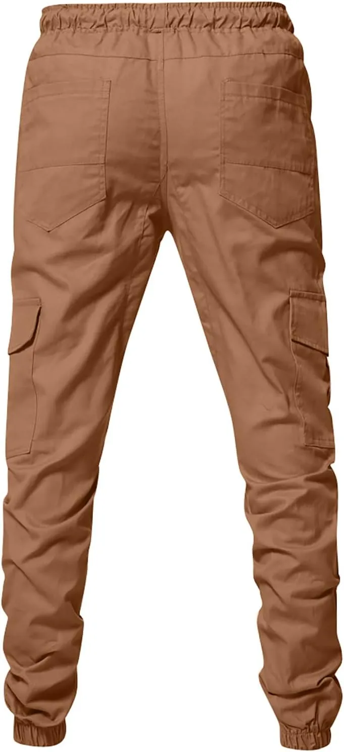 Yoga Pants for Men Warm Pants Exercise Pants Fashion Casual Solid Color Elastic Pocket Overalls Pants
