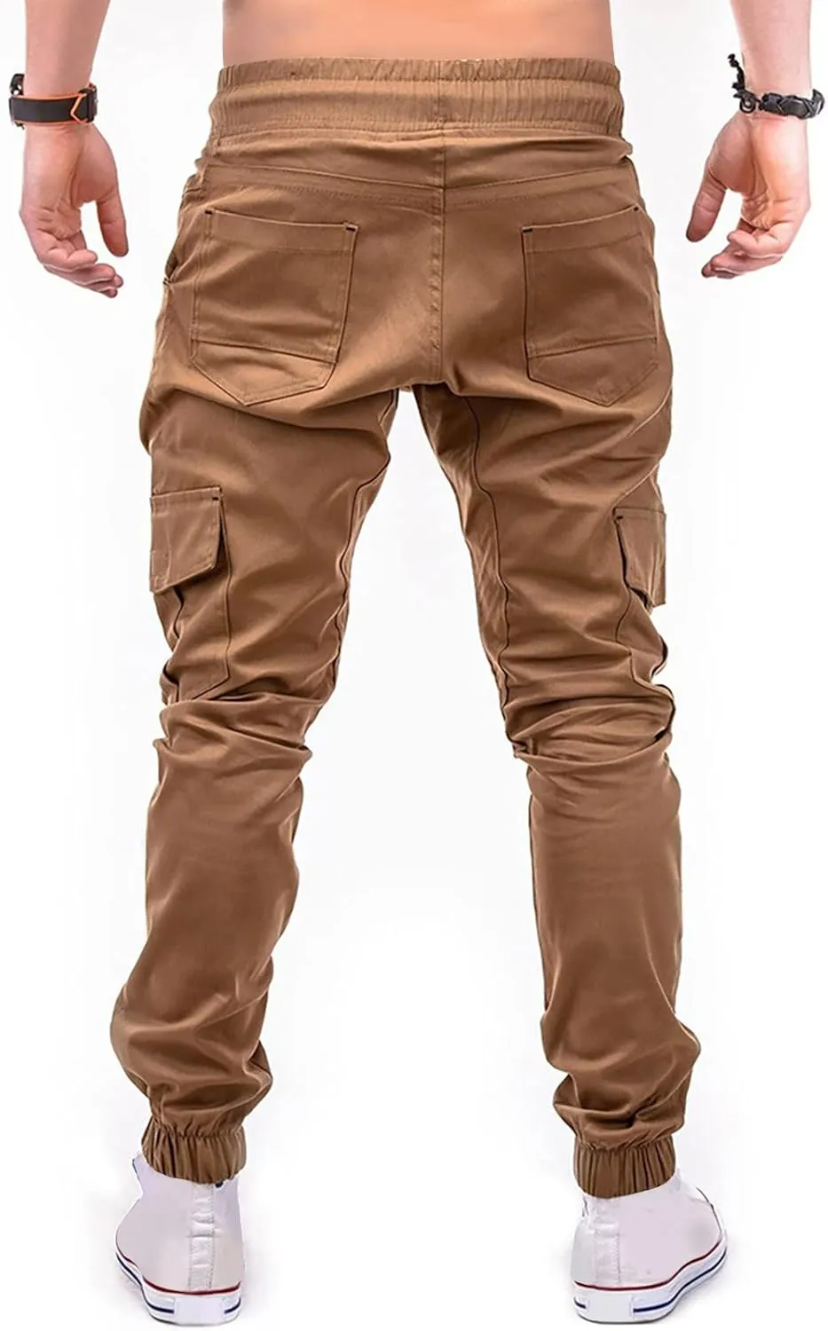 Yoga Pants for Men Warm Pants Exercise Pants Fashion Casual Solid Color Elastic Pocket Overalls Pants