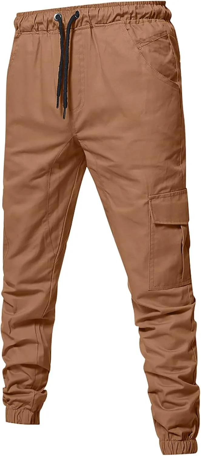 Yoga Pants for Men Warm Pants Exercise Pants Fashion Casual Solid Color Elastic Pocket Overalls Pants