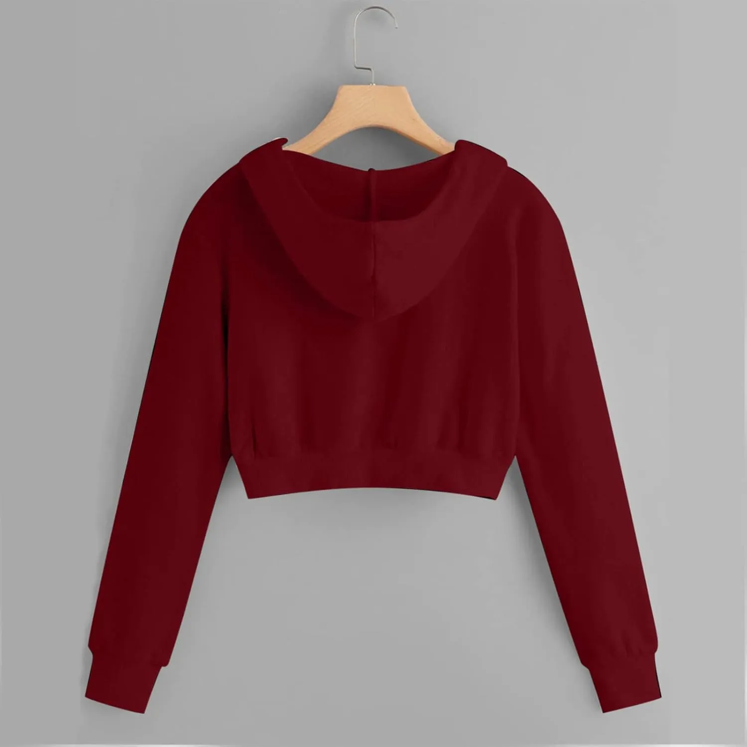 Zip up Hoodie Women Cropped Fashion Sweatshirt Drawstring Hoodies Casual Winter Jackets Long Sleeve Fall Tops 2024