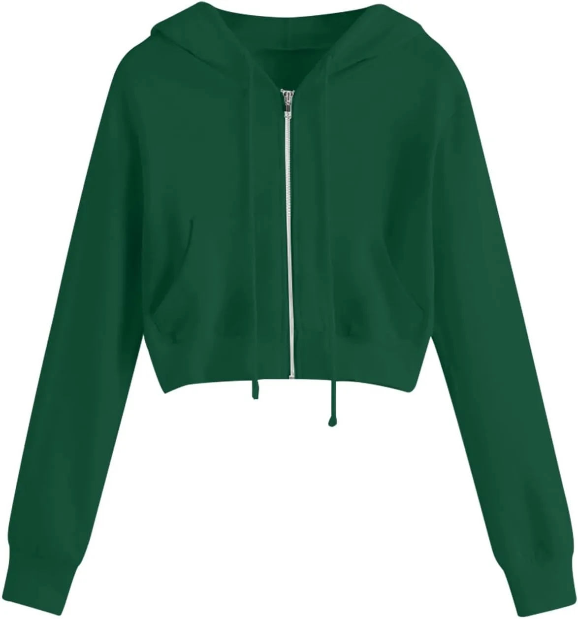 Zip up Hoodie Women Cropped Fashion Sweatshirt Drawstring Hoodies Casual Winter Jackets Long Sleeve Fall Tops 2024
