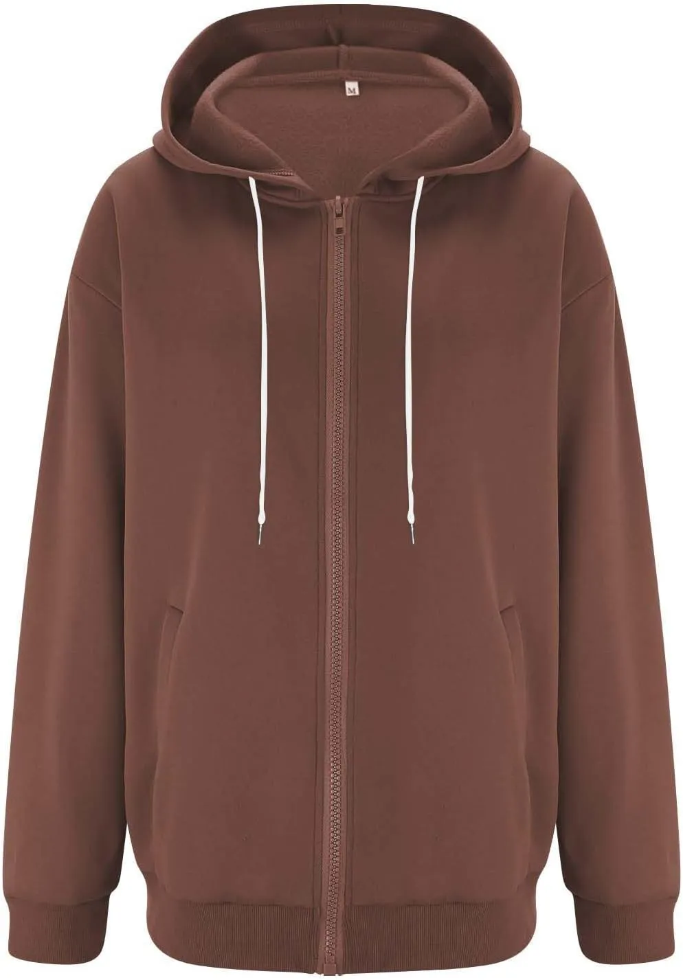Zip Up Hoodie Women Fleece Oversized Sweatshirt Hoodies Casual Drawstring Hooded Sports Sweat Jackets with Pockets