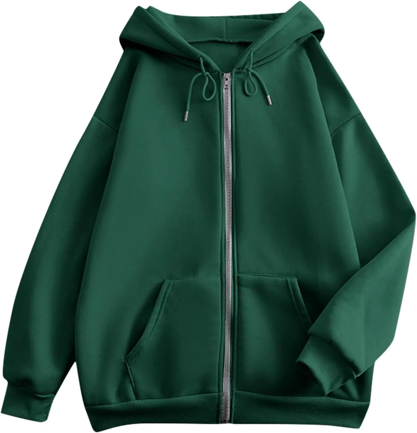 Zip Up Hoodie Women Long Sleeve Oversized Sweatshirts Y2K Jacket Pockets Patchwork Design T-Shirt Hoodie