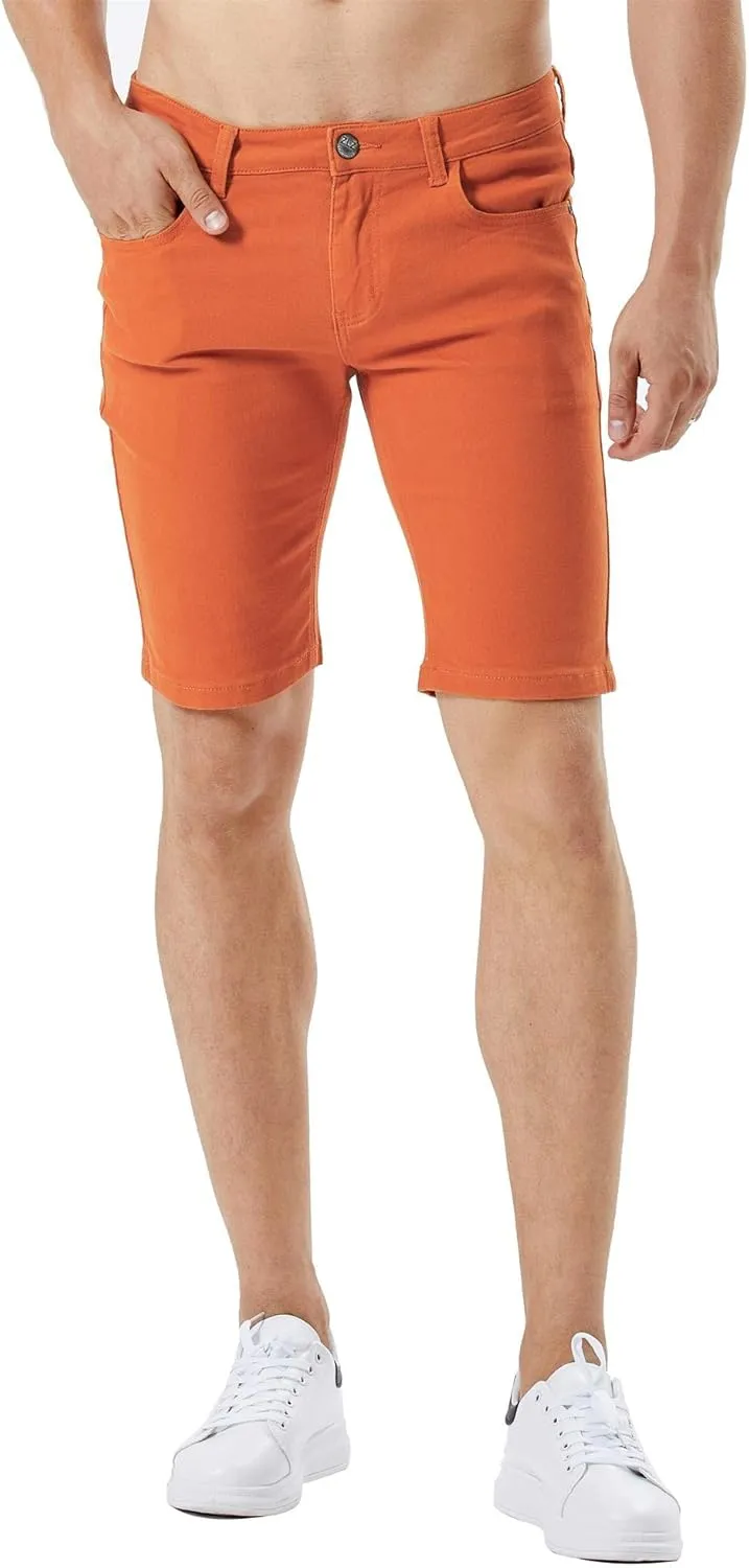 ZLZ Slim Ripped Jean Short for Men, Men's Casual Stretch Slim Fit Denim Short